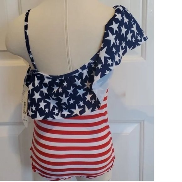 Baby Toddler Girls American Flag 1 pc Swim Suit Size 18 mo 24 mo 2T July 4th NWT - Picture 3 of 4